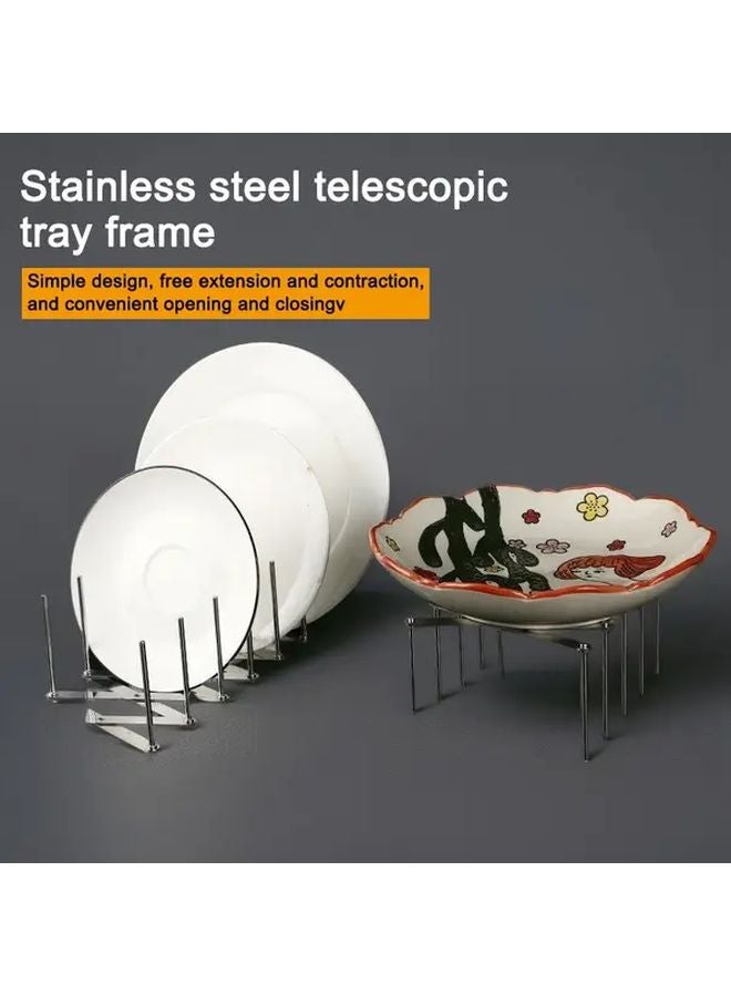 Short Expandable Stainless Steel Kitchen Drying Rack Pot Lid Holder Utensil Organizer - Image 2